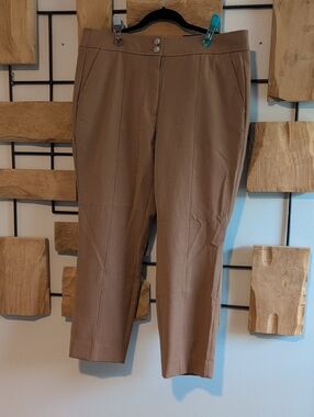 White House Black Market Straight High-Rise Pants in Camel Brown